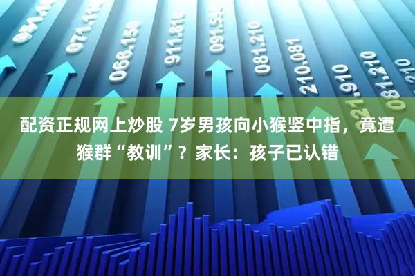 配资正规网上炒股 7岁男孩向小猴竖中指，竟遭猴群“教训”？家长：孩子已认错